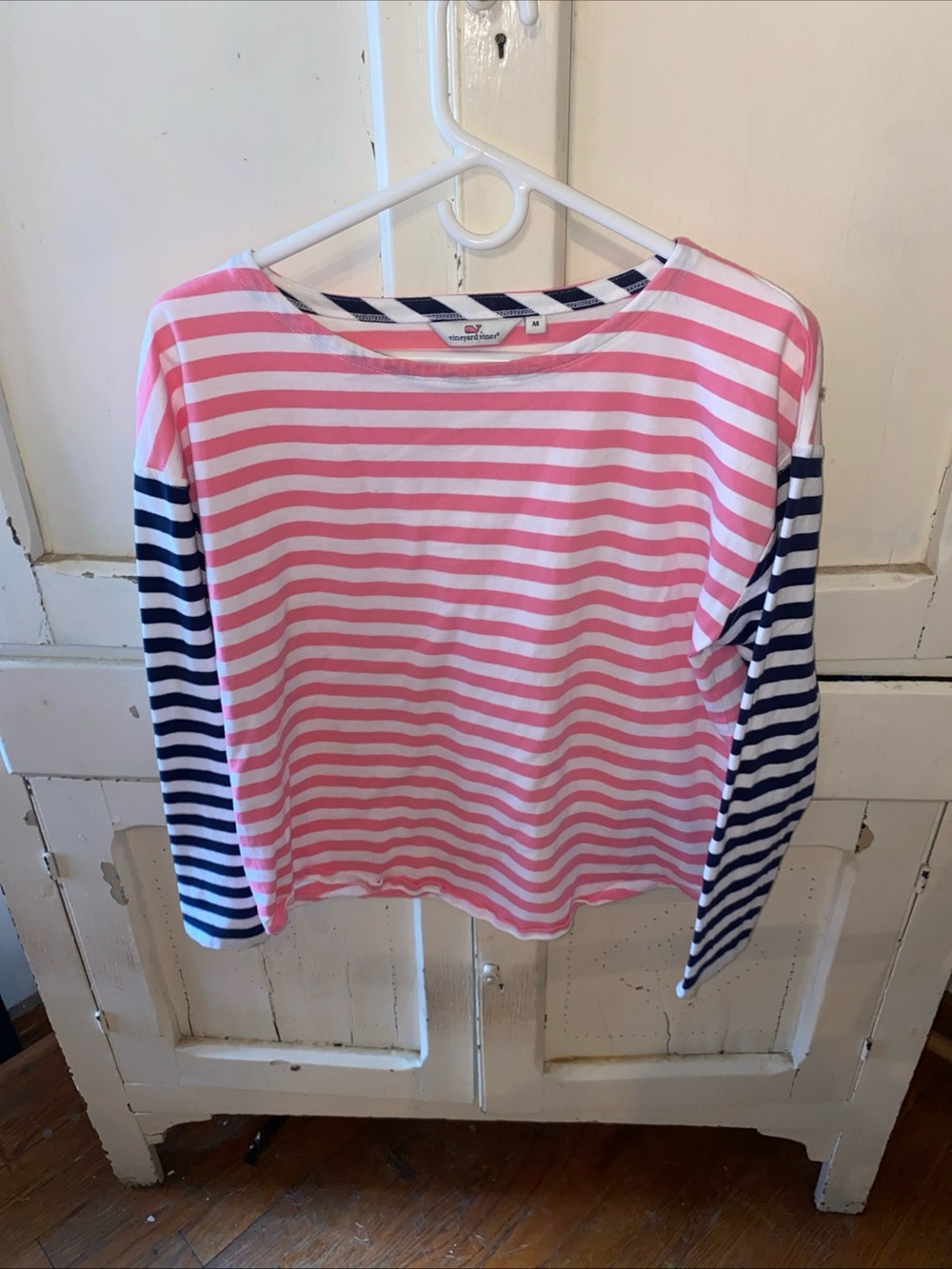 Vineyard Vines Pink & Navy Striped Long-Sleeve Tee